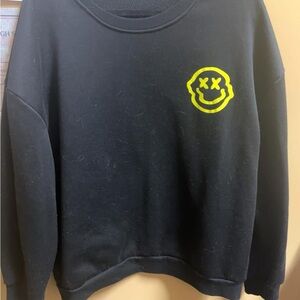 SHEIN Black and Yellow Smiley Face Hoodie